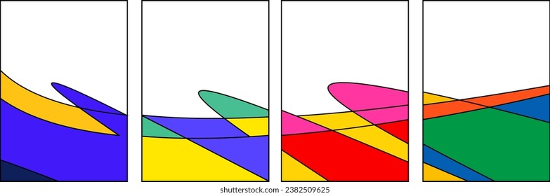 Set of abstract background. Colorful wavy shapes. Vector illustration for greeting card, poster, banner design template