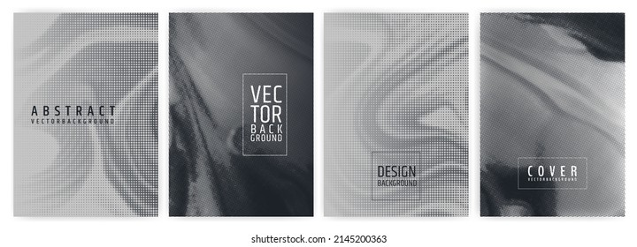 Set of abstract background cover designs. Halftone effect. Vector graphics. Abstract background.