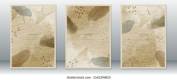 Set of abstract background cover page design with watercolor painting 