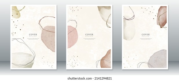 Conjunto de diseño de portada de fondo abstracto con acuarela  