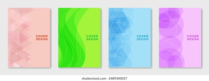 Set of abstract background cover template, vector illustration