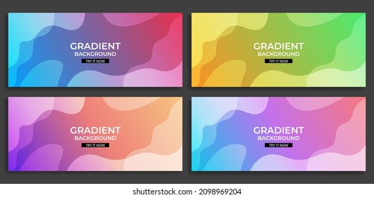 A set abstract background design. Fluid flow gradient with geometric lines and light effect. Motion minimal concept. Vector illustration.