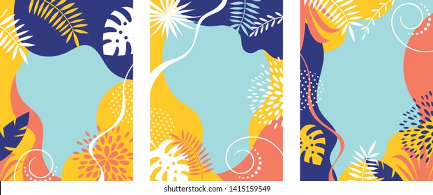 Set of abstract background designs, summer sale, summer festival, vector illustration , collection of vertical banners
