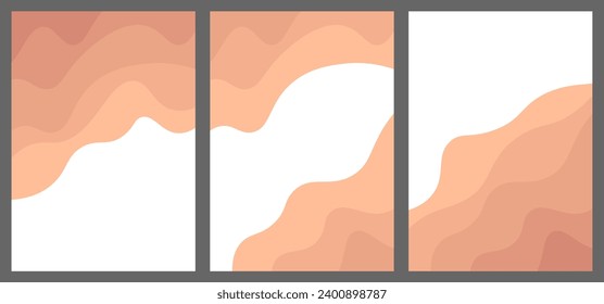 Set abstract background with effect paper cutout in peach fuzz and white