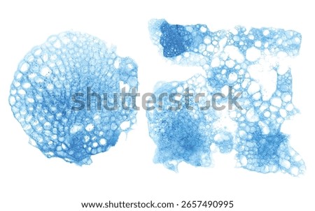 Set of Abstract background elements with blue soap bubble watercolor. Hand-painted style perfect for use in background, and graphic design projects