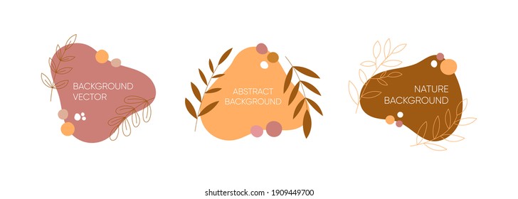 Set of abstract background with floral frame for social media posts and stories. Templates for the design of a logo, flyer or presentation. Simple and Minimal Style vector.
