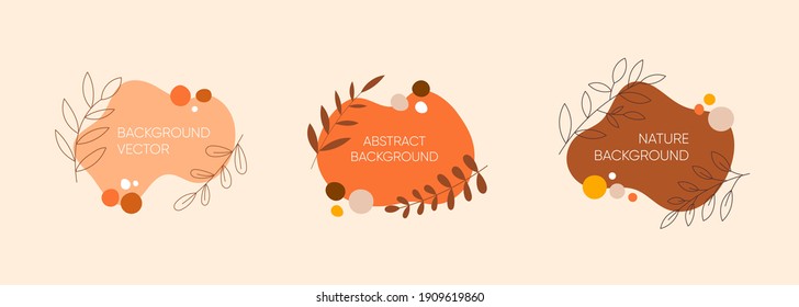 Set of abstract background with floral frame for social media posts and stories. Templates for the design of a logo, flyer or presentation. Simple and Minimal Style vector.