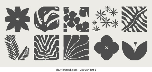 Set abstract background with a floral theme. Floral wall decoration