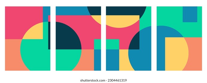 Set of abstract background. Geometric shapes and colorful rainbow vector, template design for banner, poster, card, cover, brochure