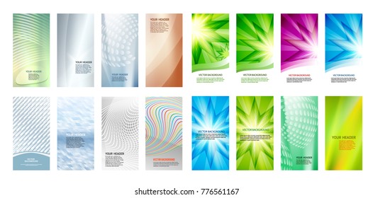 Set Abstract background glow light. Vector illustration EPS 10. Can use for business card, leaflet layout, web design, banner template, cover magazine page, advertising brochure design element