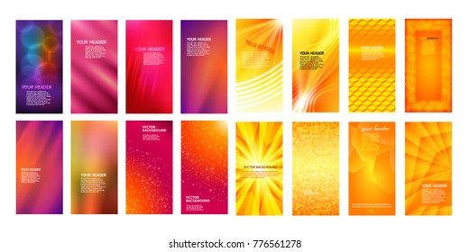 Set Abstract background glow light. Vector illustration EPS 10. Can use for business card, leaflet layout, web design, banner template, cover magazine page, advertising brochure design element