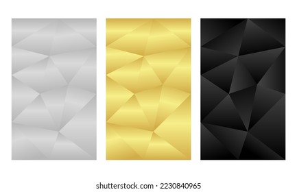 Set of Abstract background in gold, black and silver colors