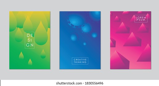 Set of abstract background for graphic design template in gradient of green, blue and magenta - vector eps 10