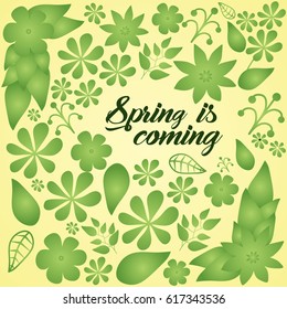 set - abstract background with green sheet