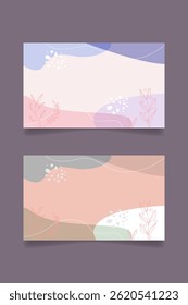 Conjunto de fondo abstracto con dibujo a mano Arte Naturaleza Vector Diseño plano