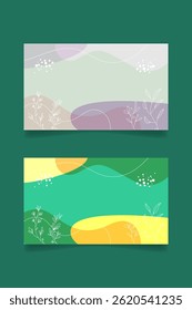 set of abstract background with hand draw art nature vector flat design