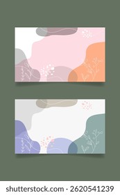 set of abstract background with hand draw art nature vector flat design
