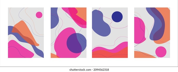 Set of abstract background. hand drawn various shapes. trendy colors. Eps10 Vector