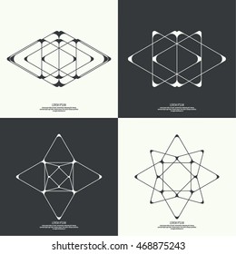 Set Abstract background with intersecting geometric shapes. Triangle, star geometry. 