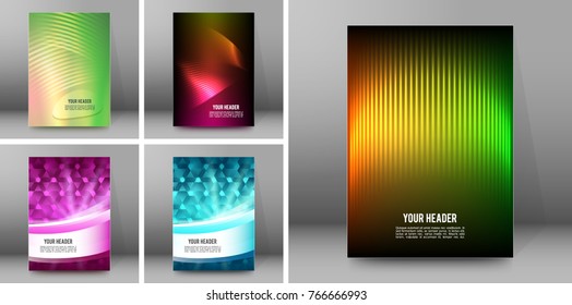 Set Abstract background light lines. Vector illustration EPS 10. Can use for business card, leaflet layout, web design, banner template, cover magazine page, advertising brochure design element