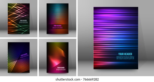 Set Abstract background light lines. Vector illustration EPS 10. Can use for business card, leaflet layout, web design, banner template, cover magazine page, advertising brochure design element