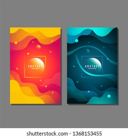 Set of Abstract Background, liquid ,fluid, texture design, Template layout, vector