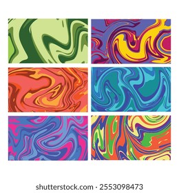 Set of abstract background liquify full color vector
