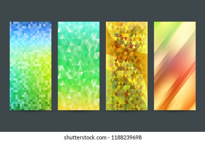 Set Abstract background Modern style sea Design website page banners. Vector Illustration EPS 10. Geometric concept mosaic cool gamma colors for grunge backdrop presentation