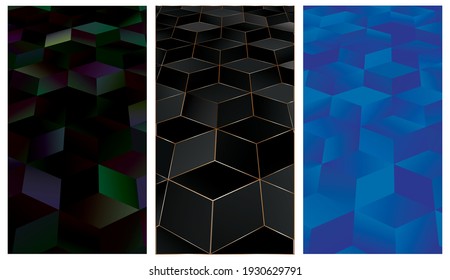Set of Abstract background. Noise structure with cubes. Vector image