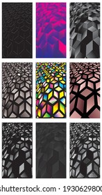 Set of Abstract background. Noise structure with cubes. Vector image