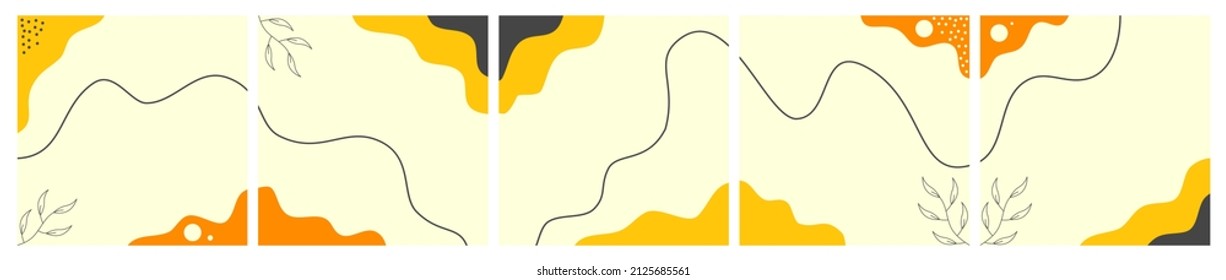 Set of abstract background on pastel color for social media post, feed, carousel template.