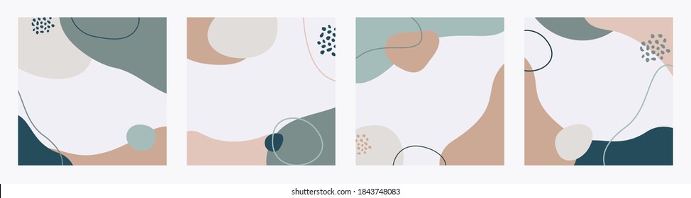 Set of Abstract background outline of geometric shapes in a minimalist trendy style. Vector templates for social media post, Posters, Cards, Covers, Prints.