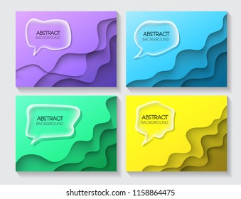 Set Abstract background papercut with colorful. Vector illustration.flyers, posters. Eps 10. Color