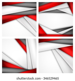 Set Abstract background of red, white and black origami paper. Vector illustration. EPS 10