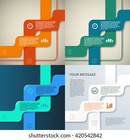 Set abstract background ribbons corporate concepts with template infographics. Vector illustration EPS 10 for business workflow layout, web banner template, page magazine, brochure design elements