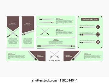 Set of abstract background samurai sword, sword, knife, three kinds of design colors in a set of abstract banner designs with blue, green and brown variants