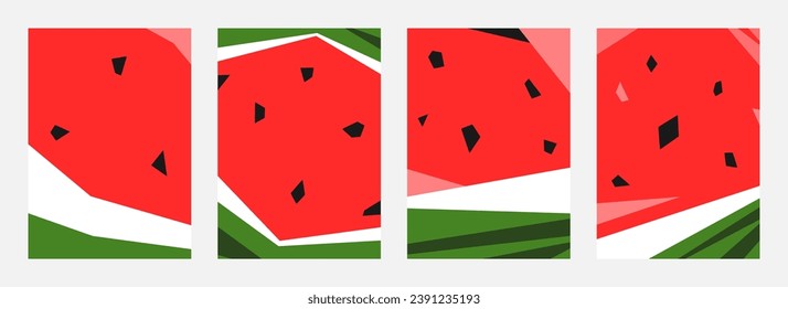 set of abstract background with shape and color of watermelon. vertical. flat vector illustration.