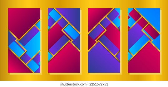 Set abstract background shapes with blue red colours.