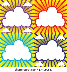 Set abstract background sky with clouds and sunbeam for your text