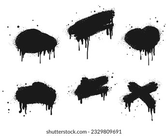 set of abstract background. spray paint graffiti banners and ink splashes, ink blots. Spray Paint Vector Element isolated on White Background. vector illustration