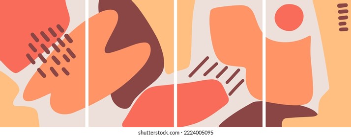 Set abstract background template. Hand-drawn various shapes and doodles. Cover, invitation, banner, poster, brochure, placard, postcard, flyer, wall decoration. Modern vector illustration