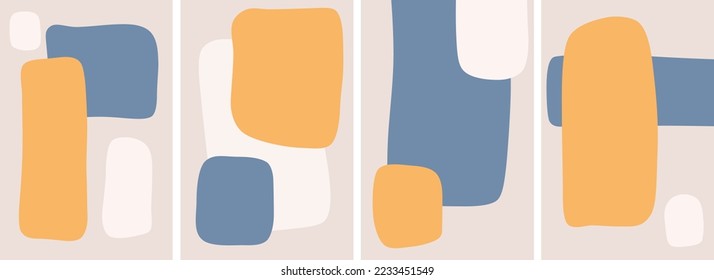 Establecer plantilla de fondo abstracto. Diversas formas y garabatos dibujados a mano. Cubierta, invitación, pancarta, afiche, folleto, cartel, postal, volante, decoración de pared. Ilustración vectorial moderna