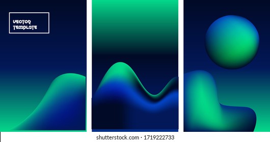 Set abstract background template vector  design and 3D  shapes  Gradient illustration and blue  green colors