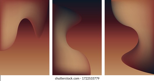 Set of abstract background template vector  design with 3D  shapes. Gradient illustration with brown, yellow, orange, black colors