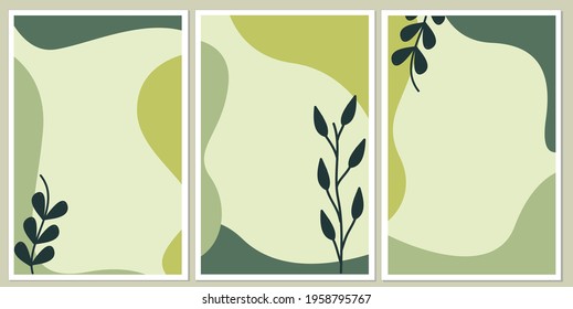 Set of abstract background templates. Green Color. Universal Designs for Invitation, background, Brochures, Flyers, Presentations, Leaflet, Magazine, Stories, Book layout, card