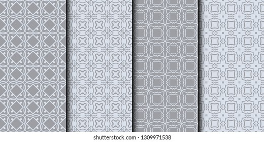 Set of Abstract background texture in geometric ornamental style. Vector illustration. Seamless. Grey color.