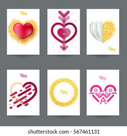 Set of abstract background to valentine`s day. Template for cover, poster, banner, advertising or other design. Vector illustration.