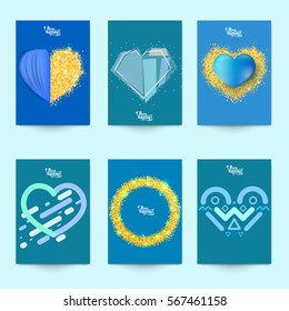 Set of abstract background to valentine`s day. Template for cover, poster, banner, advertising or other design. Vector illustration.