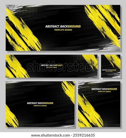 set abstract background, yellow and black color texture, sport template design vector