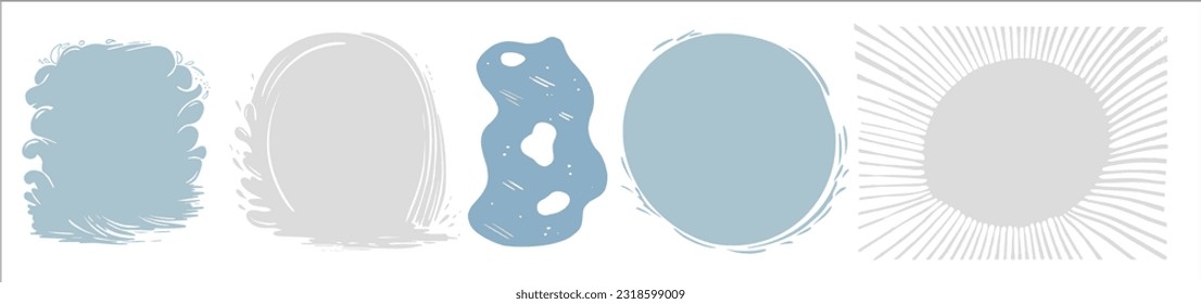 Set of abstract backgrounds. Blots and handwriting shading. Stroke and stitching shapes. Good for skies and suns, waves and seas, landscapes and abstract compositions element. texture blots